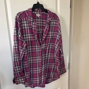 SO Pink Plaid Button-Down Shirt xxl flannel